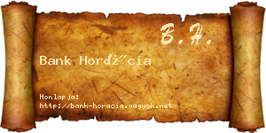 Bank Horácia névjegykártya
